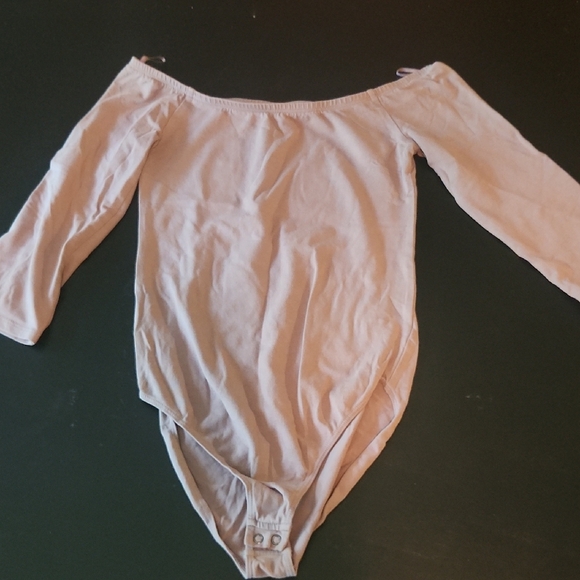 Express Cream Off-Shoulder Bodysuit - Picture 1 of 8